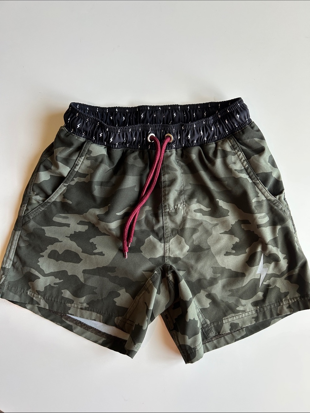 Kids Camo Athletic Shorts with Contrast Drawstring